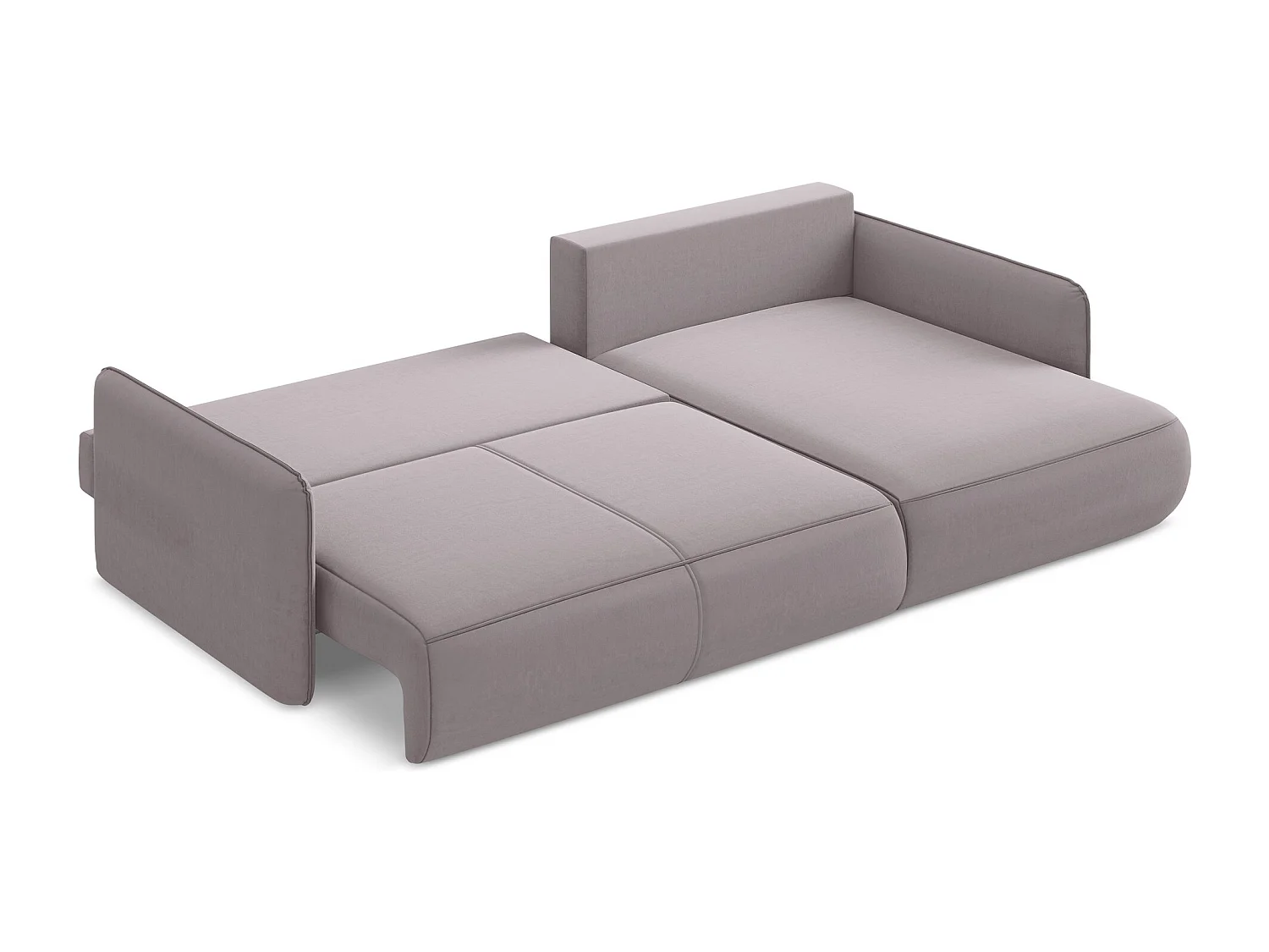 Narożnik prawostronny z funkcją spania - z tkaniny welwetowej - lawendowy - NANEA