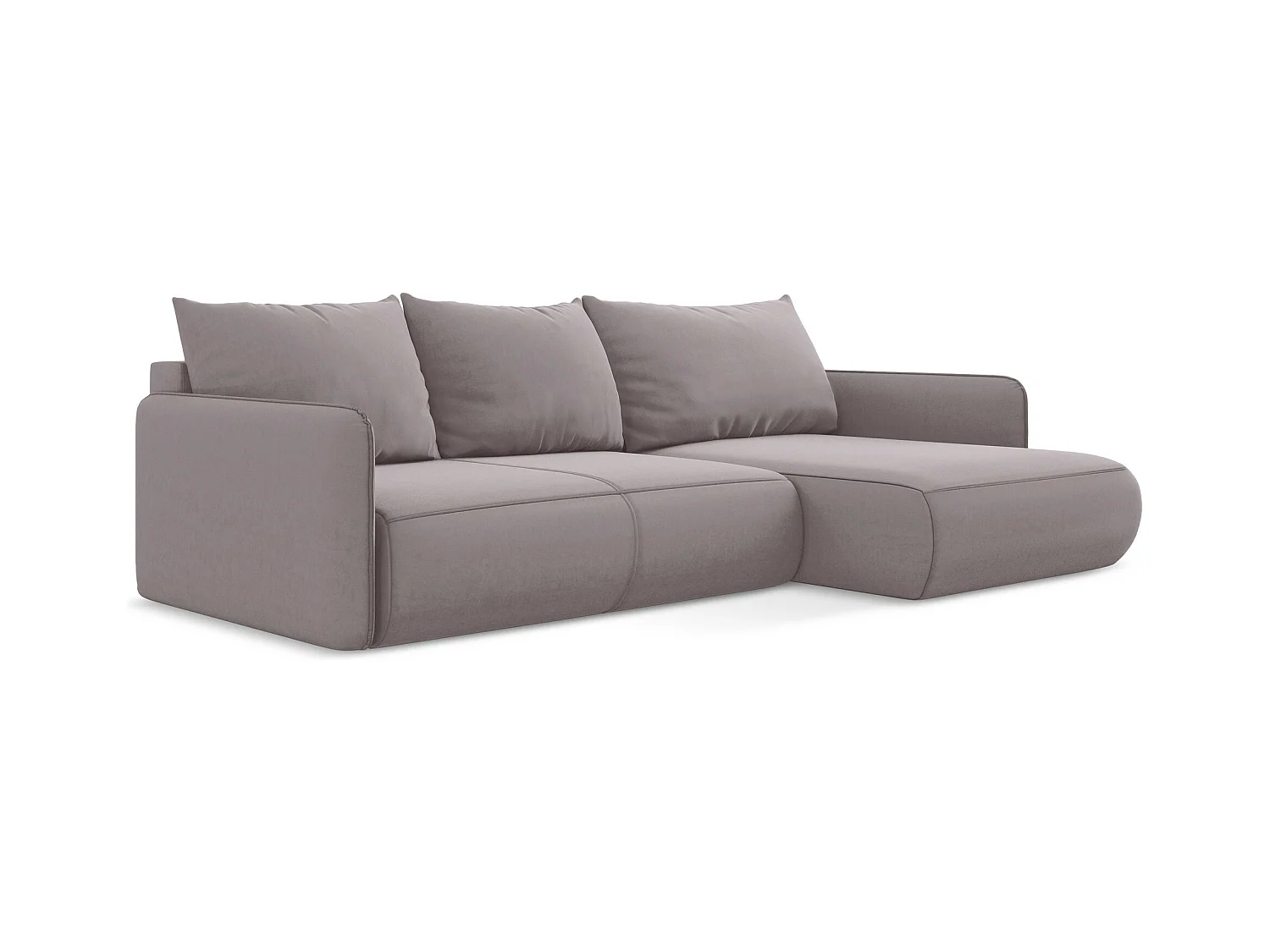 Canapé d’angle 3 places droit convertible en velours - lavande - NANEA
