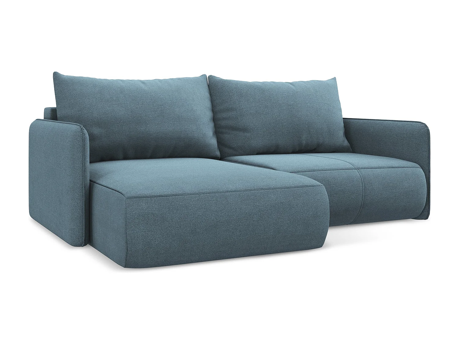 Narożnik lewostronny z funkcją spania - z tkaniny strukturalnej - jasny niebieski - NANEA