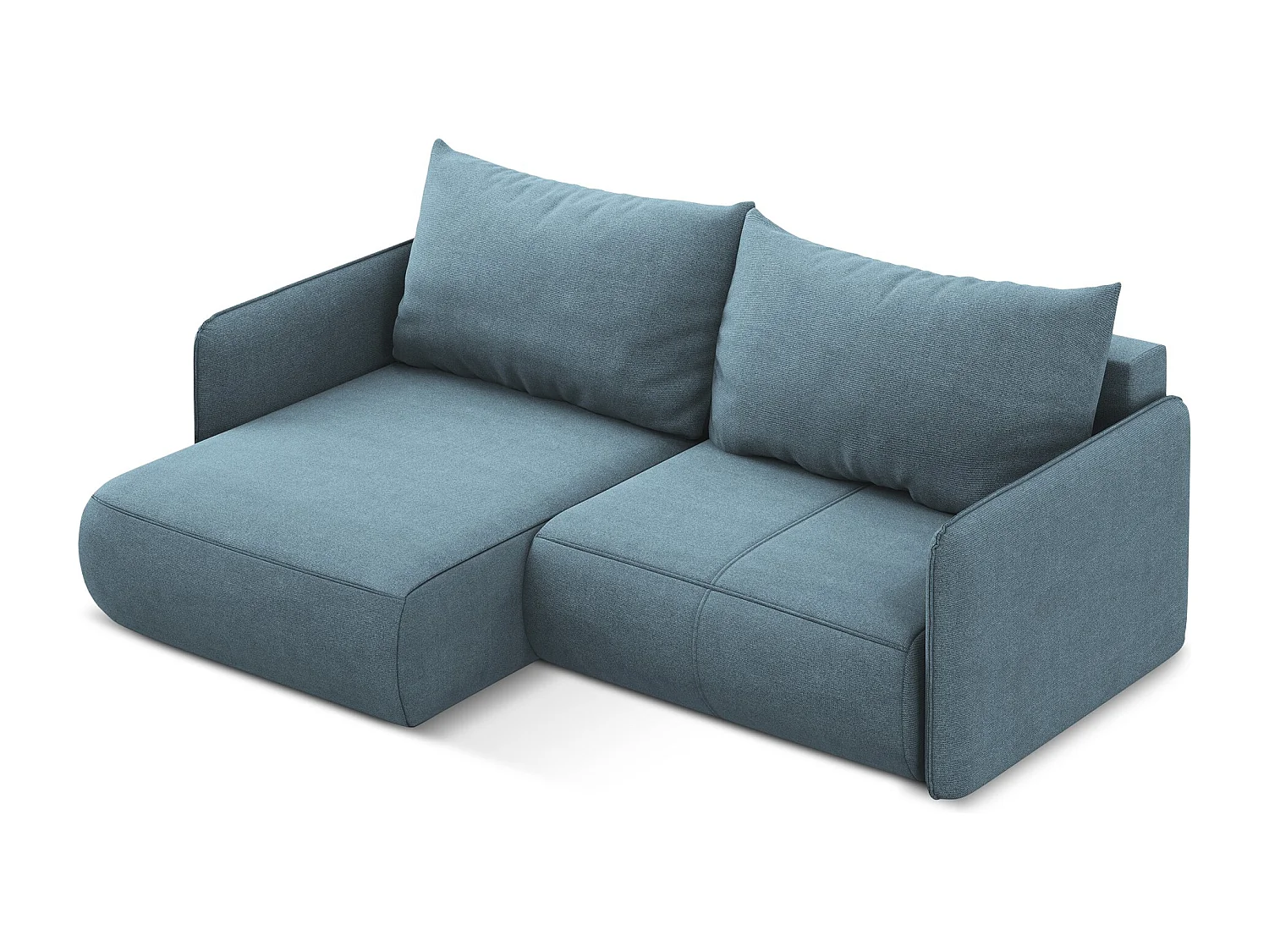 Narożnik lewostronny z funkcją spania - z tkaniny strukturalnej - jasny niebieski - NANEA