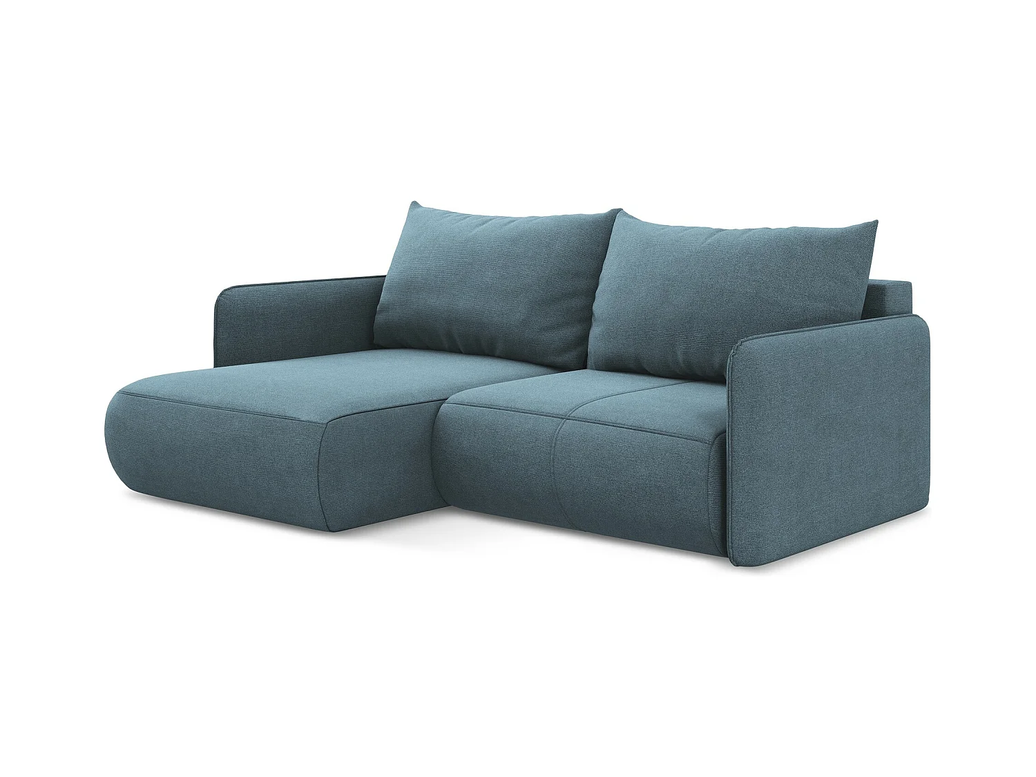 Canapé d’angle 2,5 places gauche convertible en tissu texturé - bleu clair - NANEA