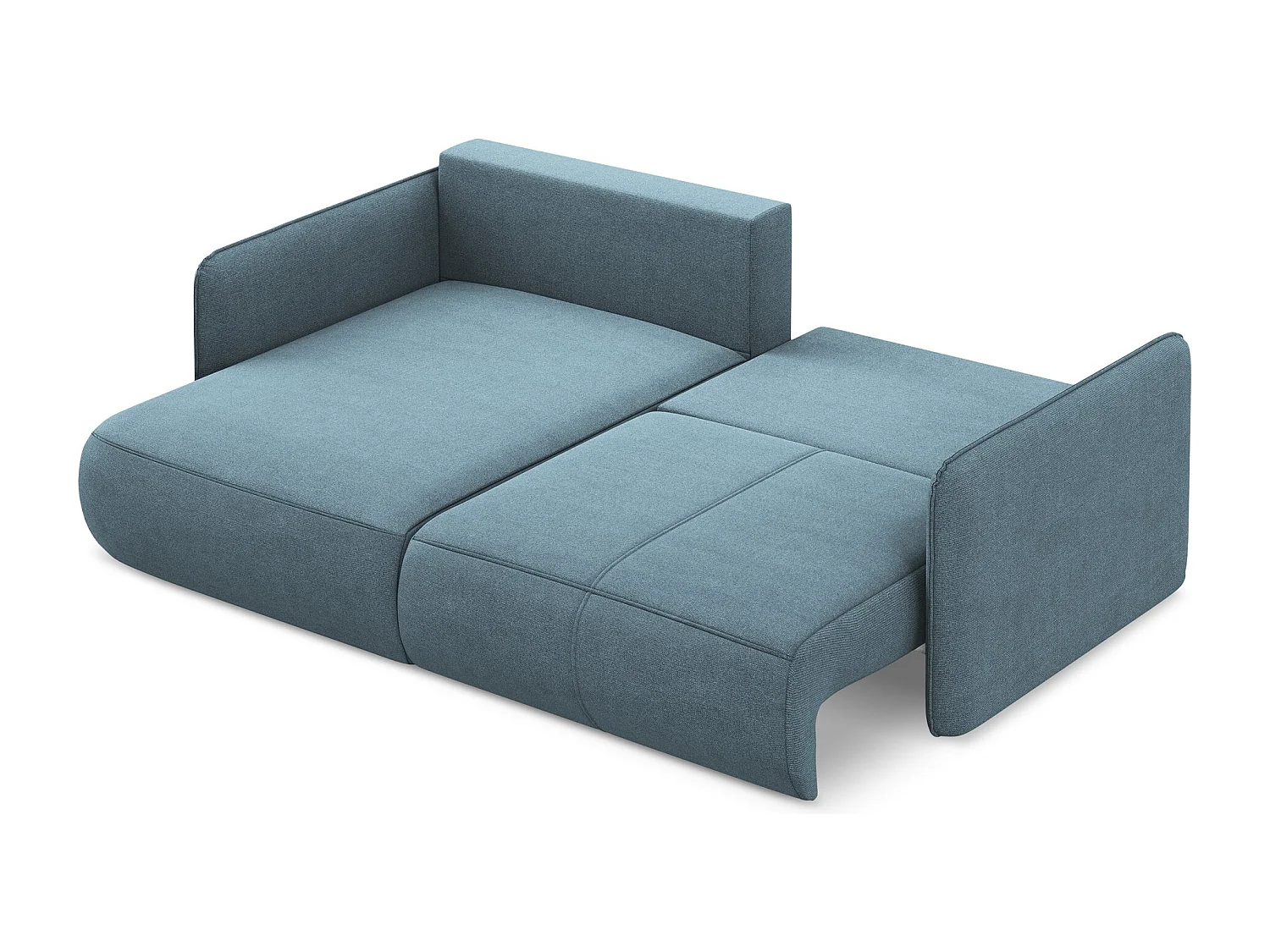 Narożnik lewostronny z funkcją spania - z tkaniny strukturalnej - jasny niebieski - NANEA