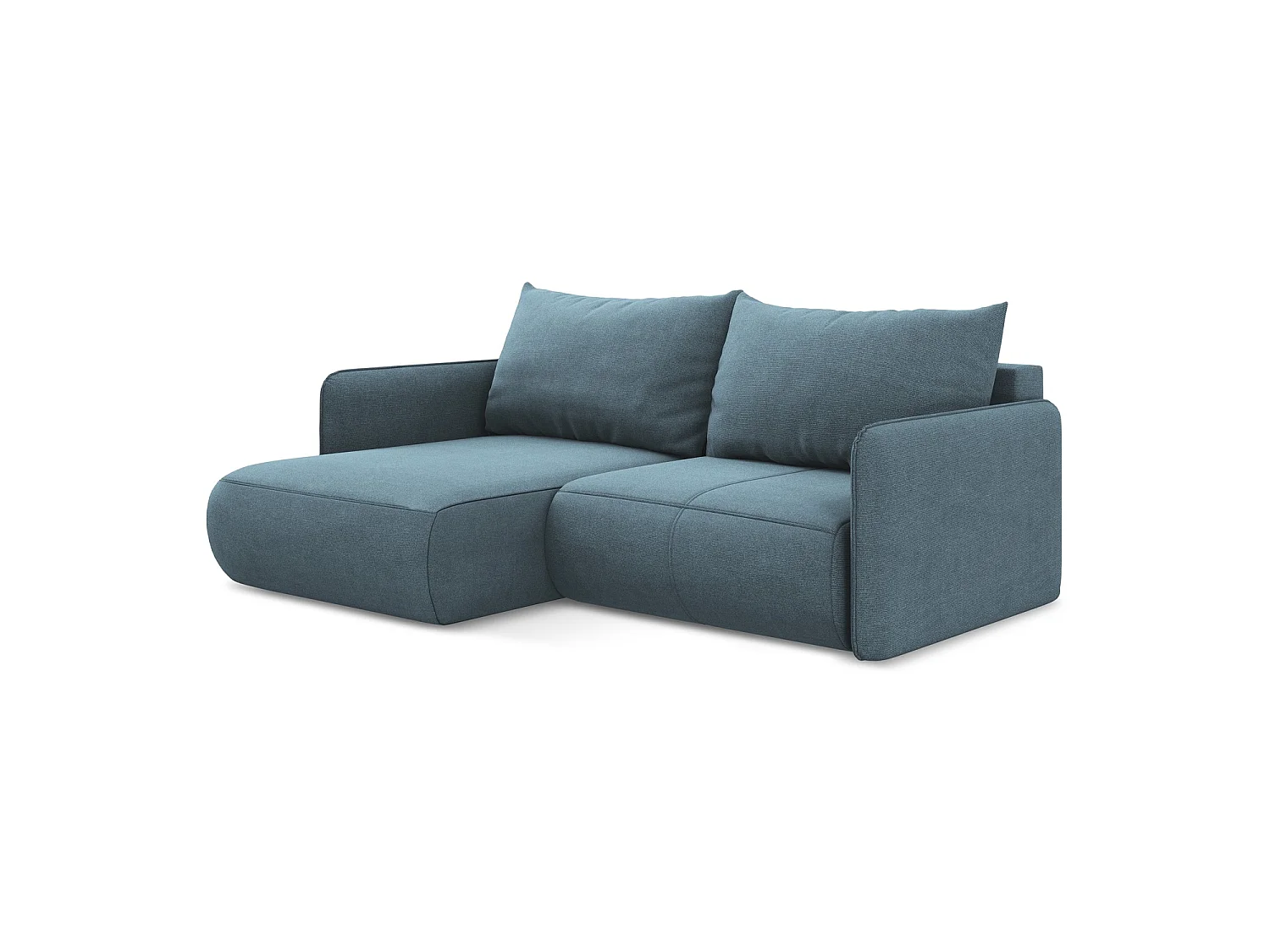 Canapé d’angle 2,5 places gauche convertible en tissu texturé - bleu clair - PALERMO