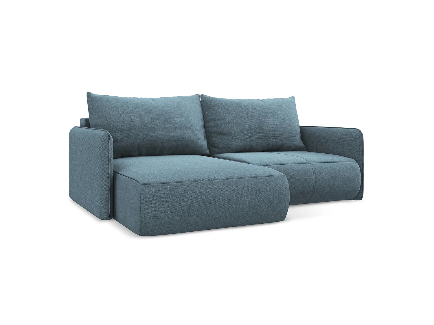 Canapé d’angle 2,5 places gauche convertible en tissu texturé - bleu clair - PALERMO