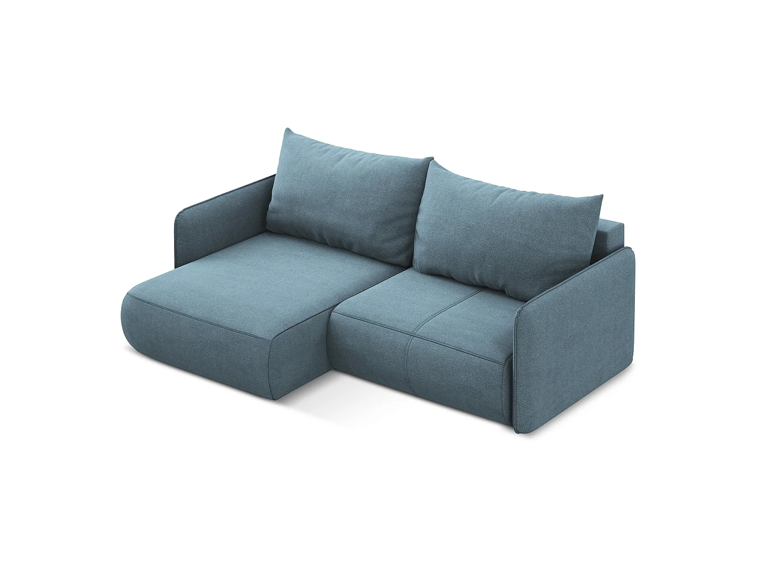 Canapé d’angle 2,5 places gauche convertible en tissu texturé - bleu clair - PALERMO