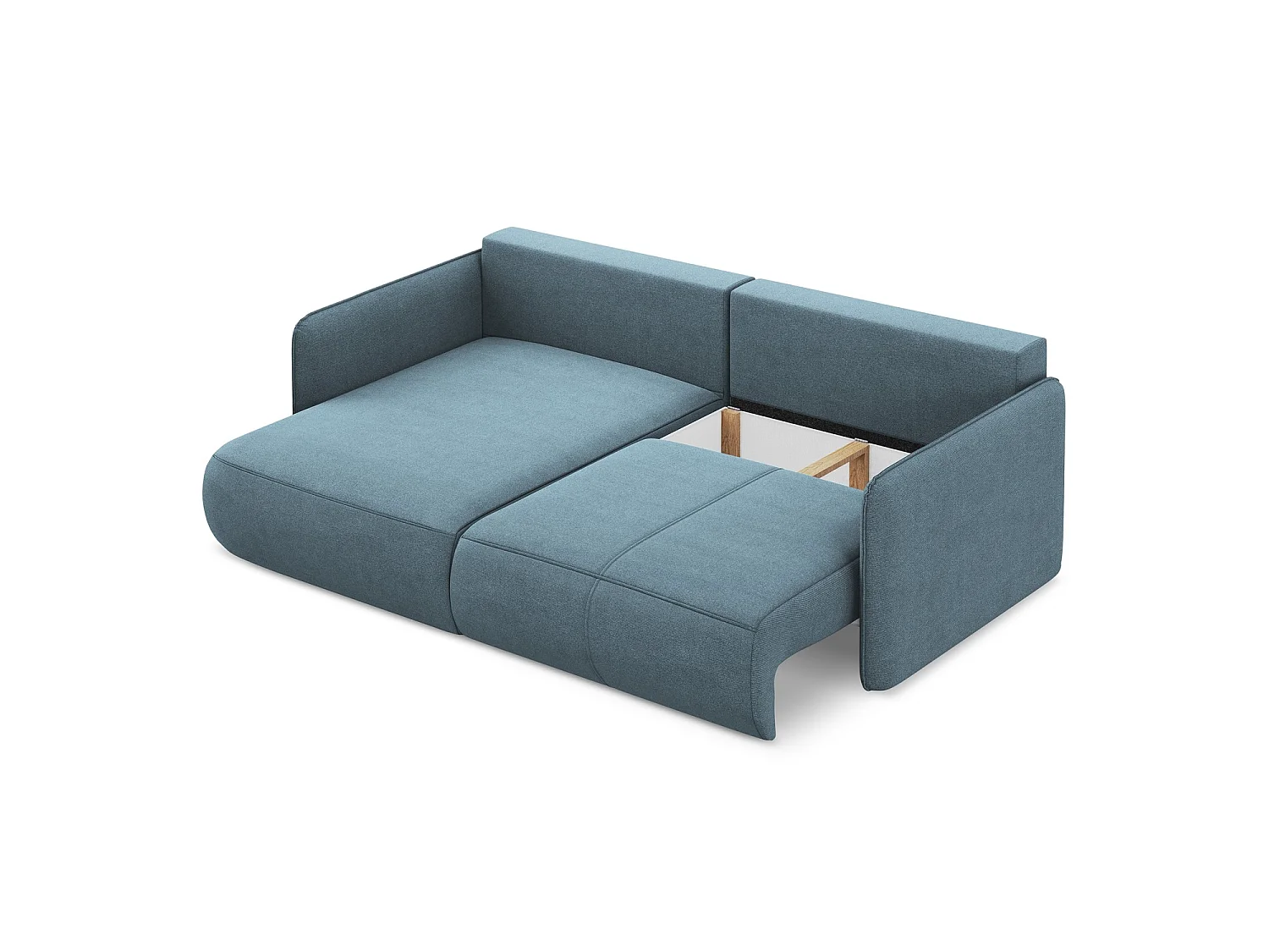 Canapé d’angle 2,5 places gauche convertible en tissu texturé - bleu clair - PALERMO