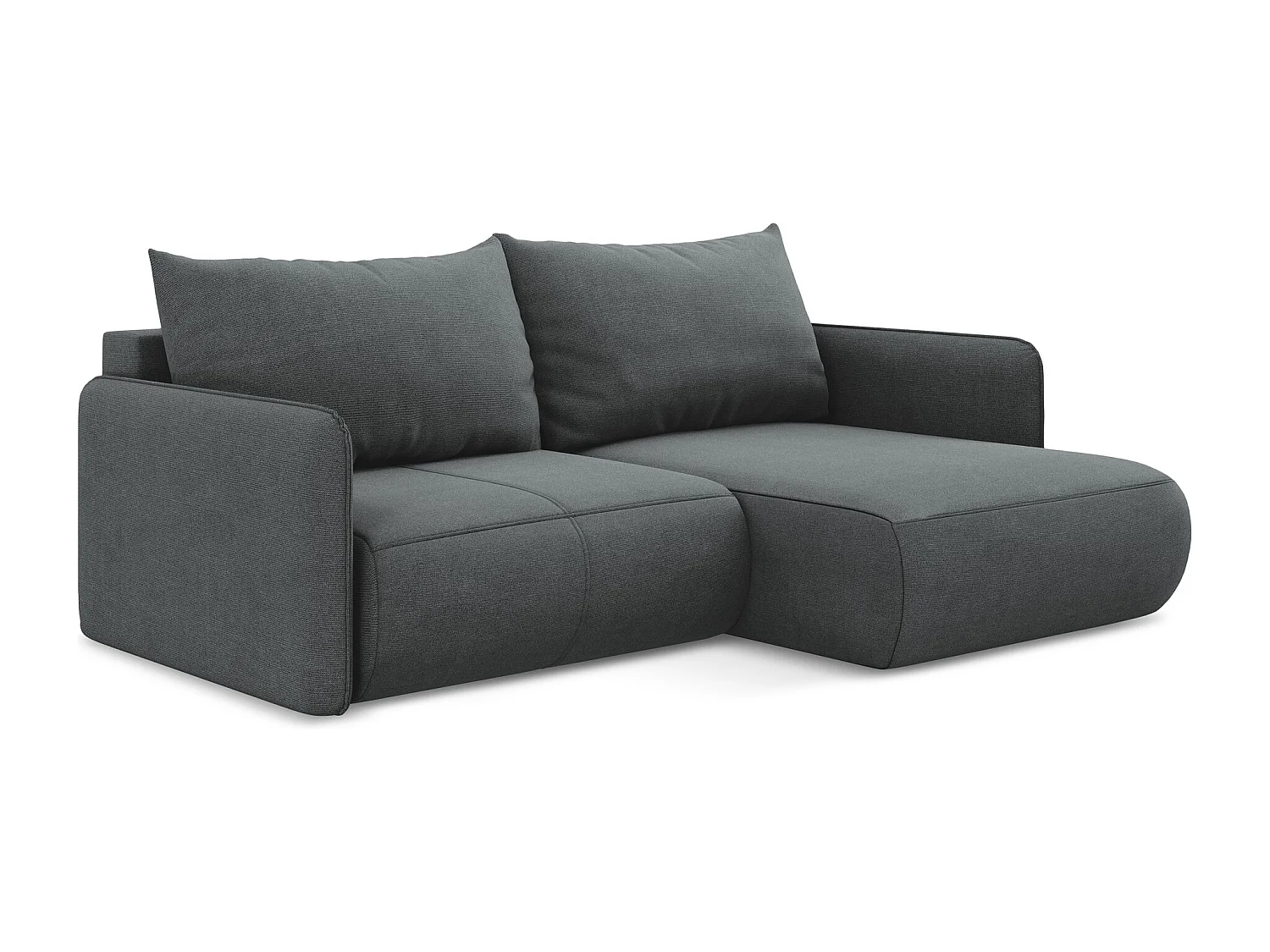 2,5-Sitzer Ecksofa mit Schlaffunktion - Ecke Rechts - Strukturstoff - Grau - NANEA