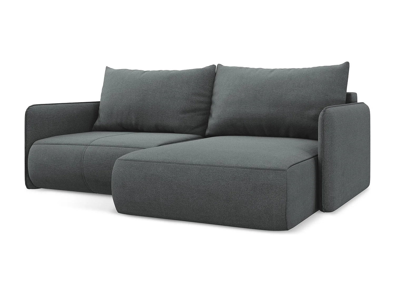 2,5-Sitzer Ecksofa mit Schlaffunktion - Ecke Rechts - Strukturstoff - Grau - NANEA