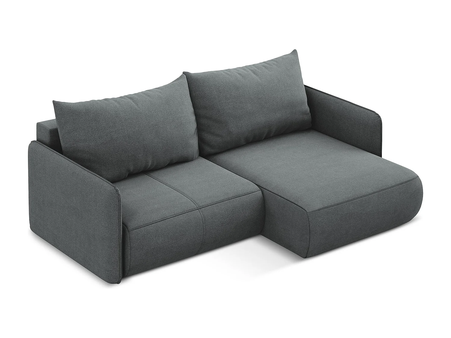 2,5-Sitzer Ecksofa mit Schlaffunktion - Ecke Rechts - Strukturstoff - Grau - NANEA