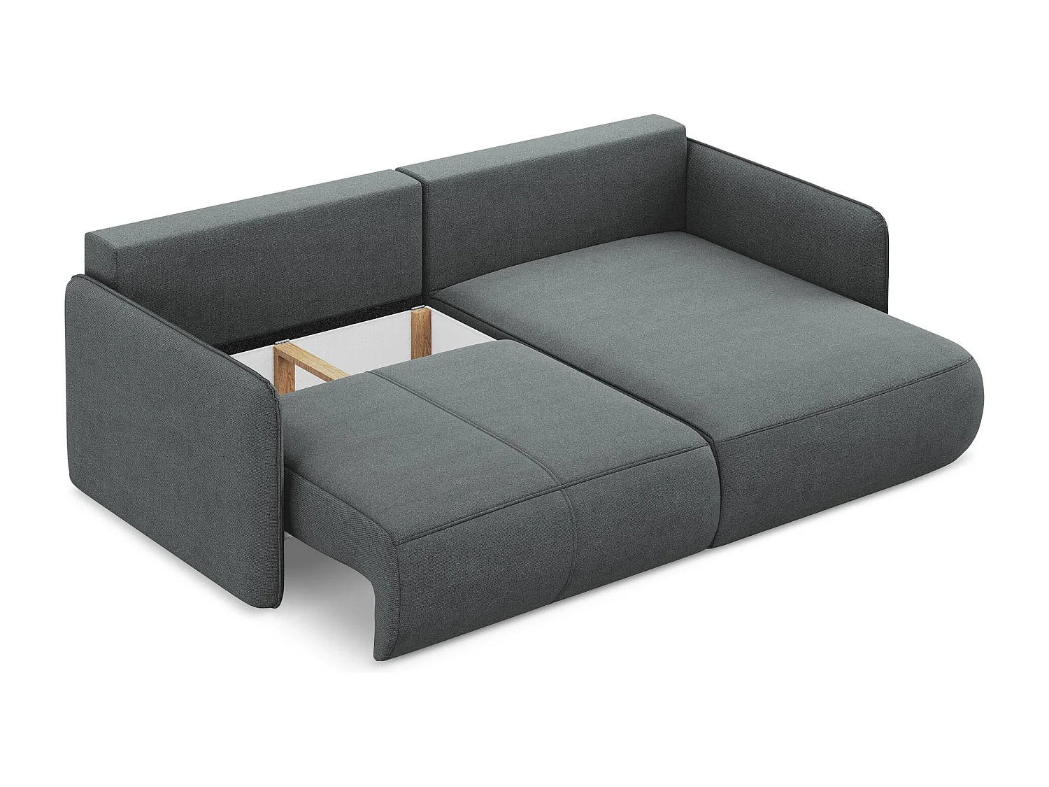 2,5-Sitzer Ecksofa mit Schlaffunktion - Ecke Rechts - Strukturstoff - Grau - NANEA