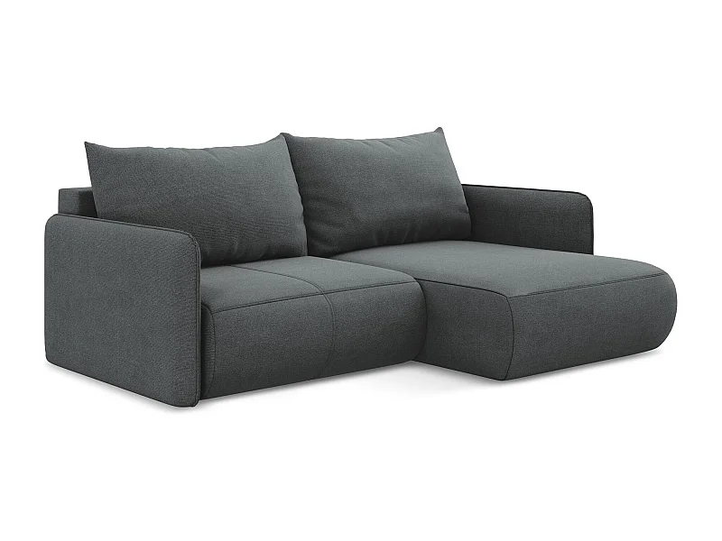 2,5-Sitzer Ecksofa mit Schlaffunktion - Ecke Rechts - Strukturstoff - Grau - NANEA