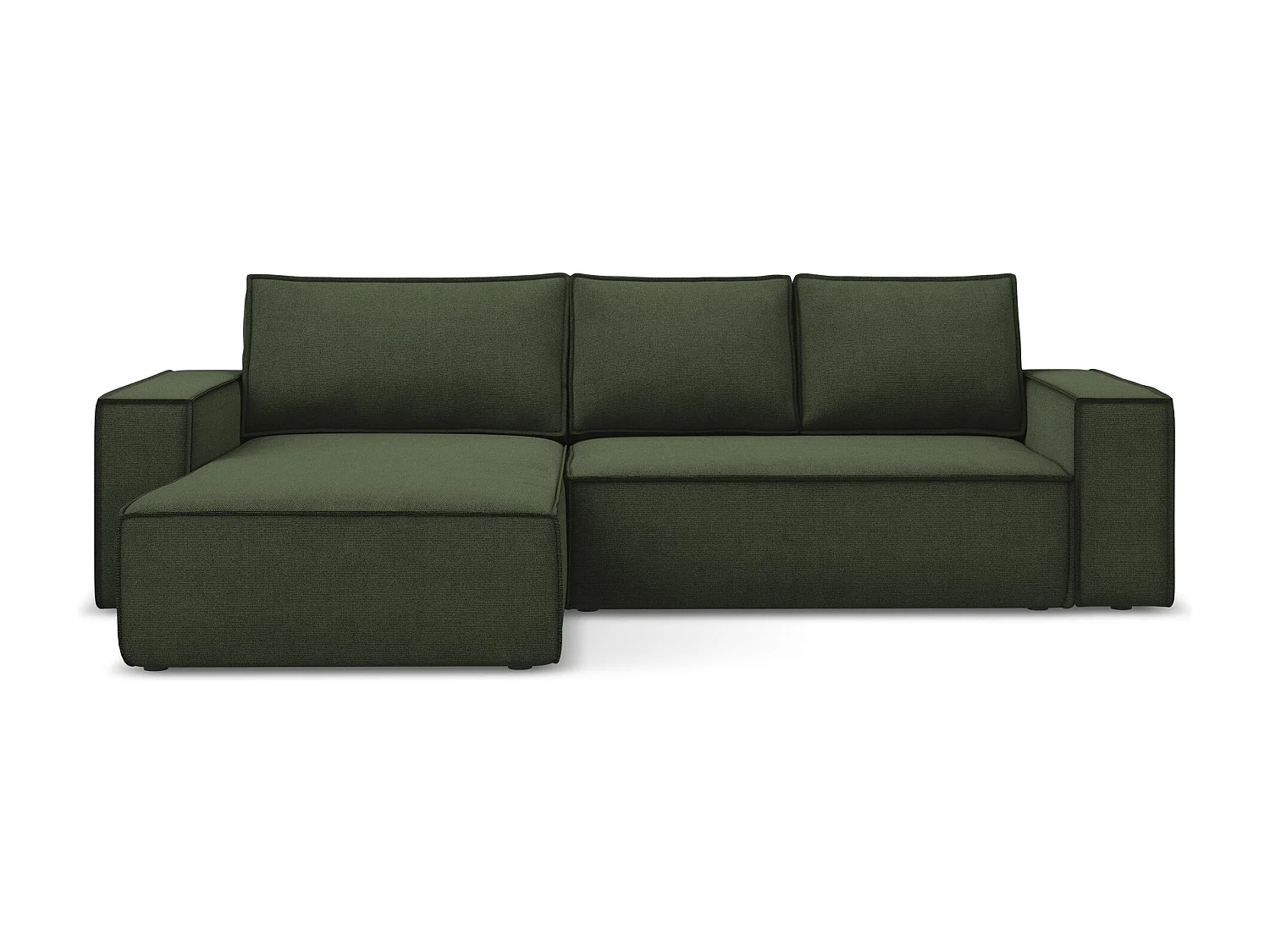 3-Sitzer Ecksofa mit Schlaffunktion - Ecke Links - Strukturstoff - Olive - KIMO