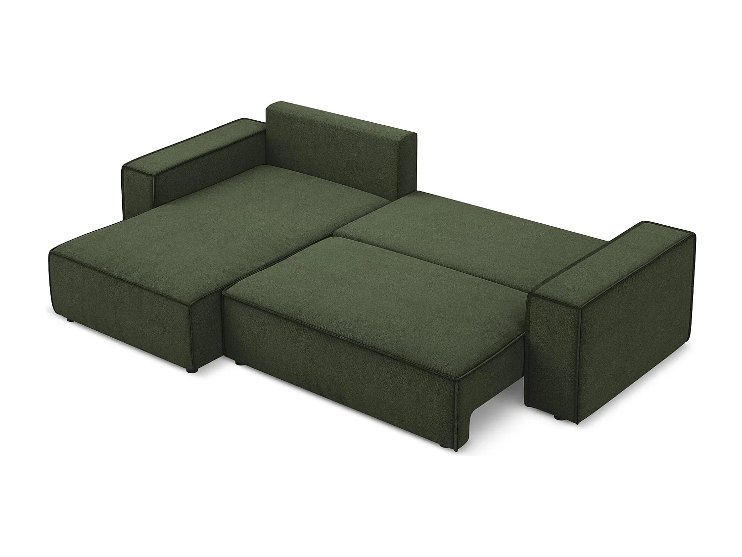 3-Sitzer Ecksofa mit Schlaffunktion - Ecke Links - Strukturstoff - Olive - KIMO