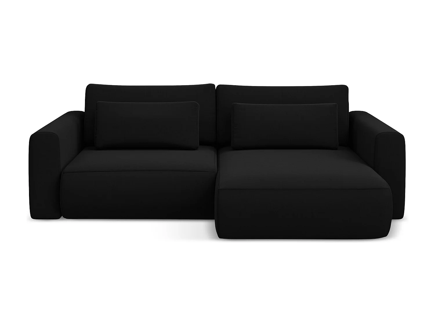 2-Sitzer Ecksofa mit Schlaffunktion - Ecke Rechts - Samt - Schwarz - KAPUA