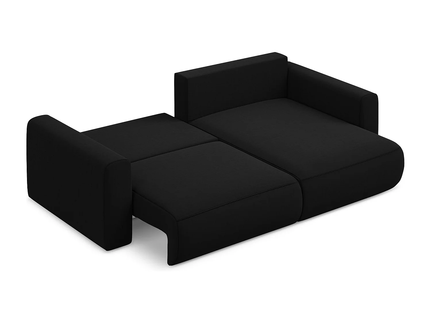 2-Sitzer Ecksofa mit Schlaffunktion - Ecke Rechts - Samt - Schwarz - KAPUA
