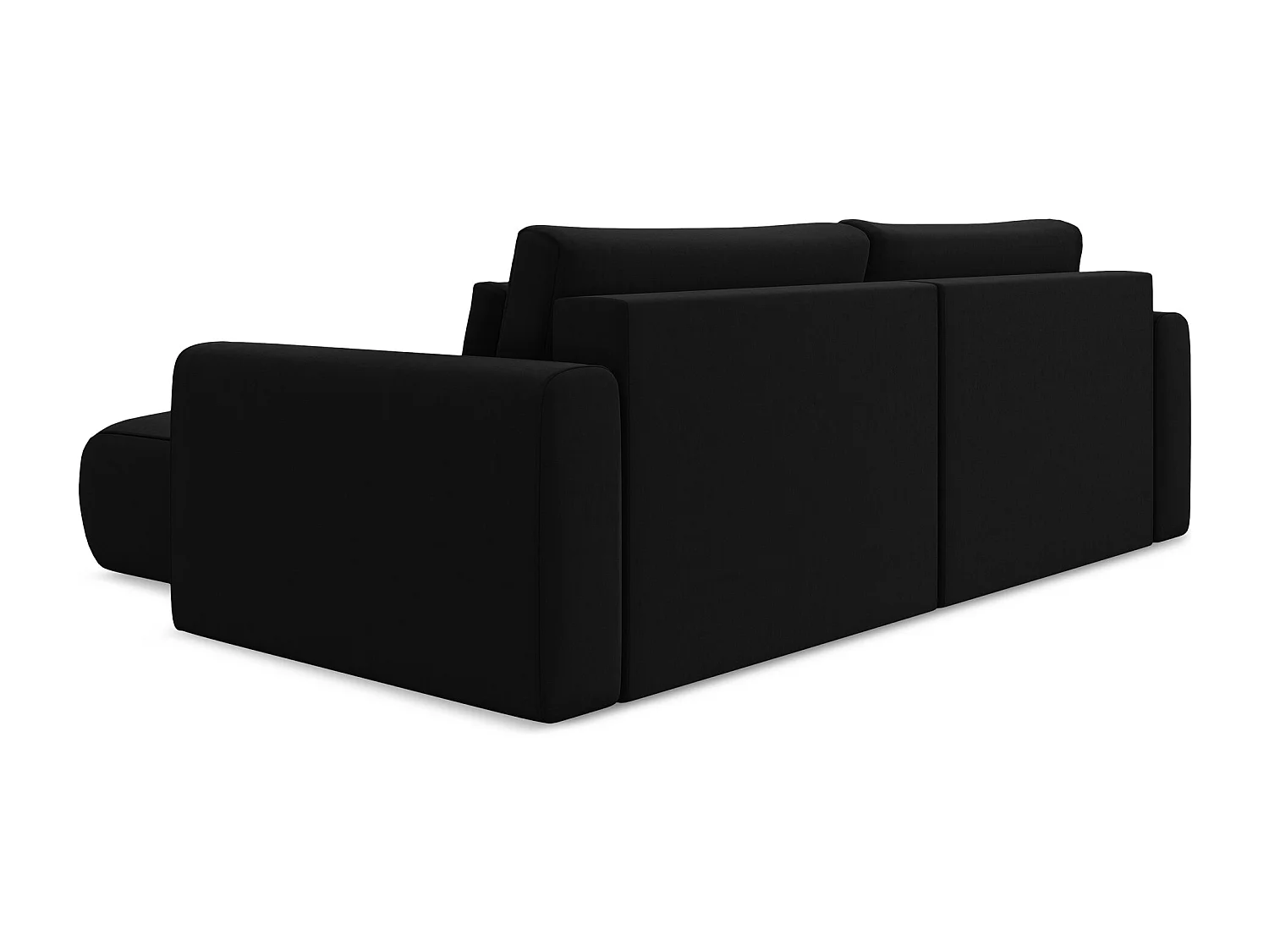 2-Sitzer Ecksofa mit Schlaffunktion - Ecke Rechts - Samt - Schwarz - KAPUA