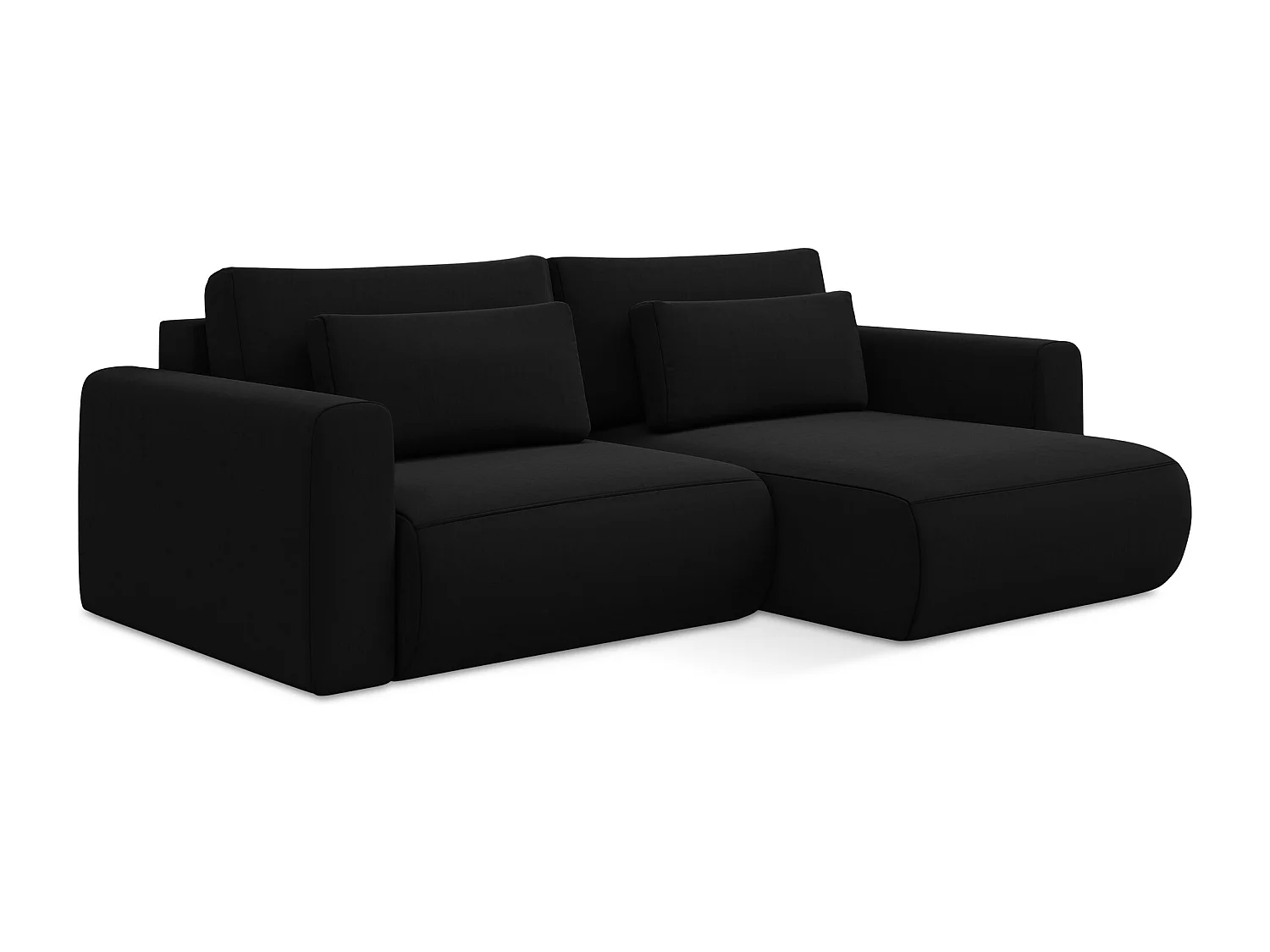 2-Sitzer Ecksofa mit Schlaffunktion - Ecke Rechts - Samt - Schwarz - KAPUA