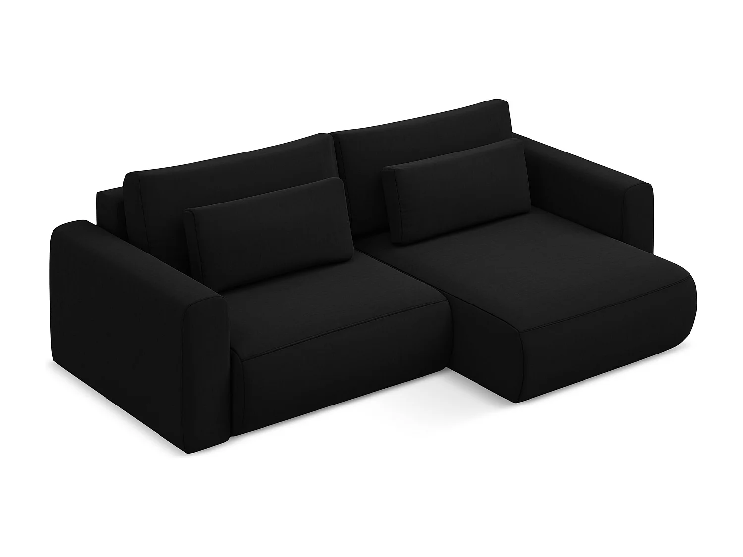 2-Sitzer Ecksofa mit Schlaffunktion - Ecke Rechts - Samt - Schwarz - KAPUA