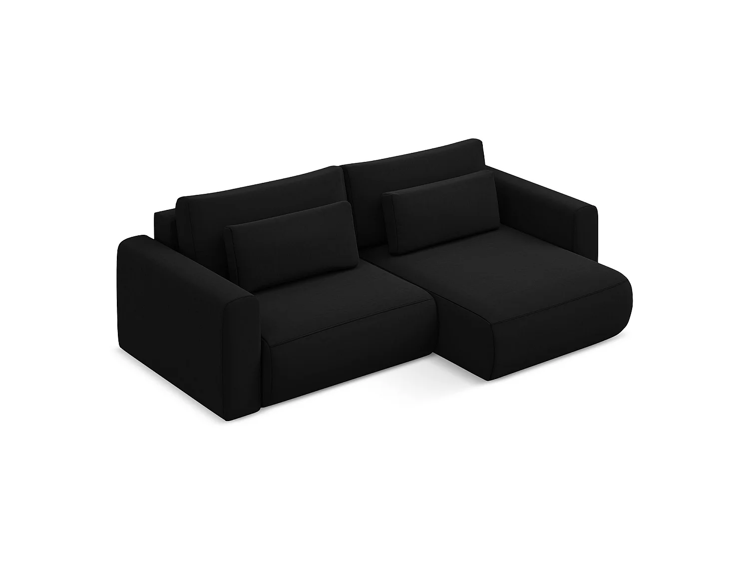 Canapé d’angle 2,5 places droit convertible en velours - noir - PERUGIA