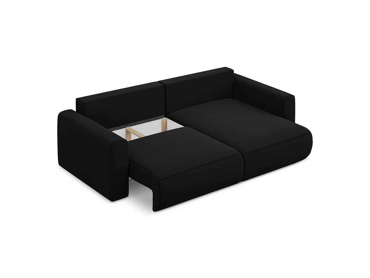 Canapé d’angle 2,5 places droit convertible en velours - noir - PERUGIA