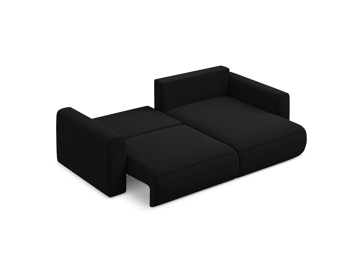 Canapé d’angle 2,5 places droit convertible en velours - noir - PERUGIA