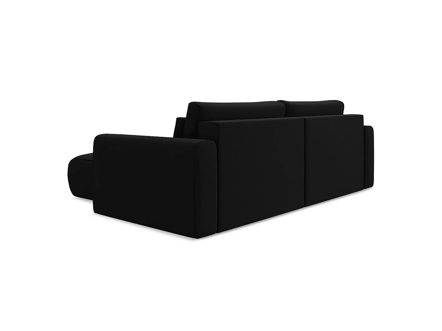Canapé d’angle 2,5 places droit convertible en velours - noir - PERUGIA