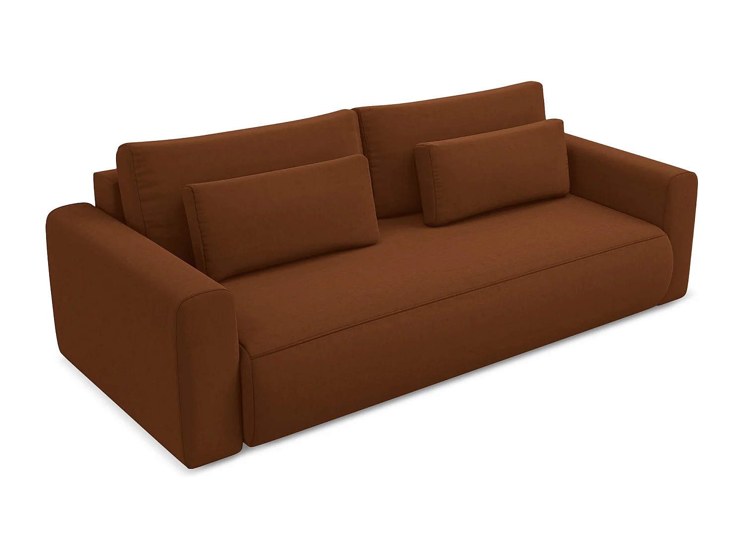 3-Sitzer Sofa mit Schlaffunktion - - Samt - Terrakotta - KAPUA