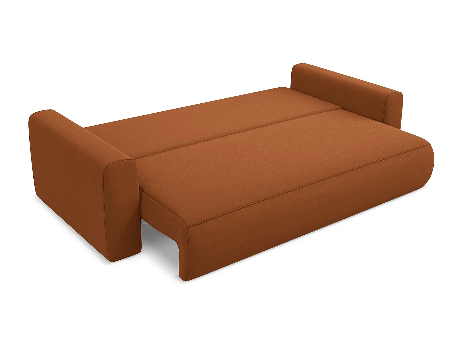 3-Sitzer Sofa mit Schlaffunktion - - Samt - Terrakotta - KAPUA