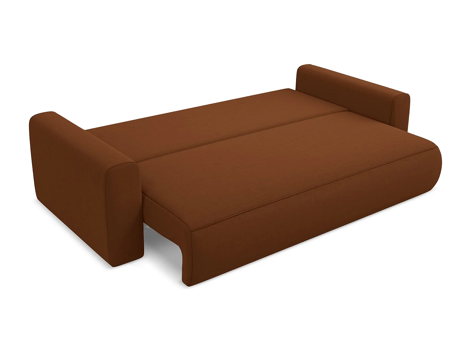 Driezits-slaapbank van terracotta velours - KAPUA