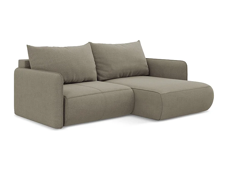 2,5-Sitzer Ecksofa mit Schlaffunktion - Ecke Rechts - Strukturstoff - Dunkelbeige - NANEA