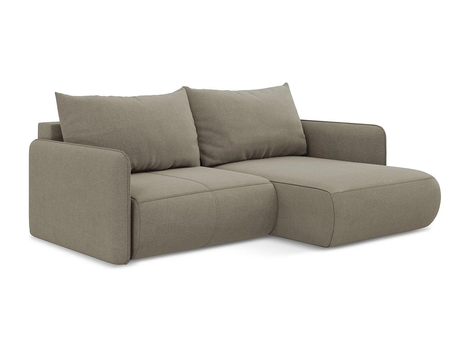 2,5-Sitzer Ecksofa mit Schlaffunktion - Ecke Rechts - Strukturstoff - Dunkelbeige - NANEA