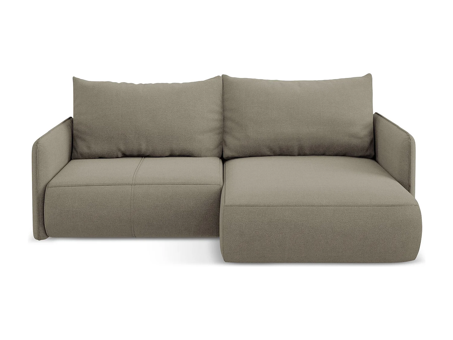 2,5-Sitzer Ecksofa mit Schlaffunktion - Ecke Rechts - Strukturstoff - Dunkelbeige - NANEA