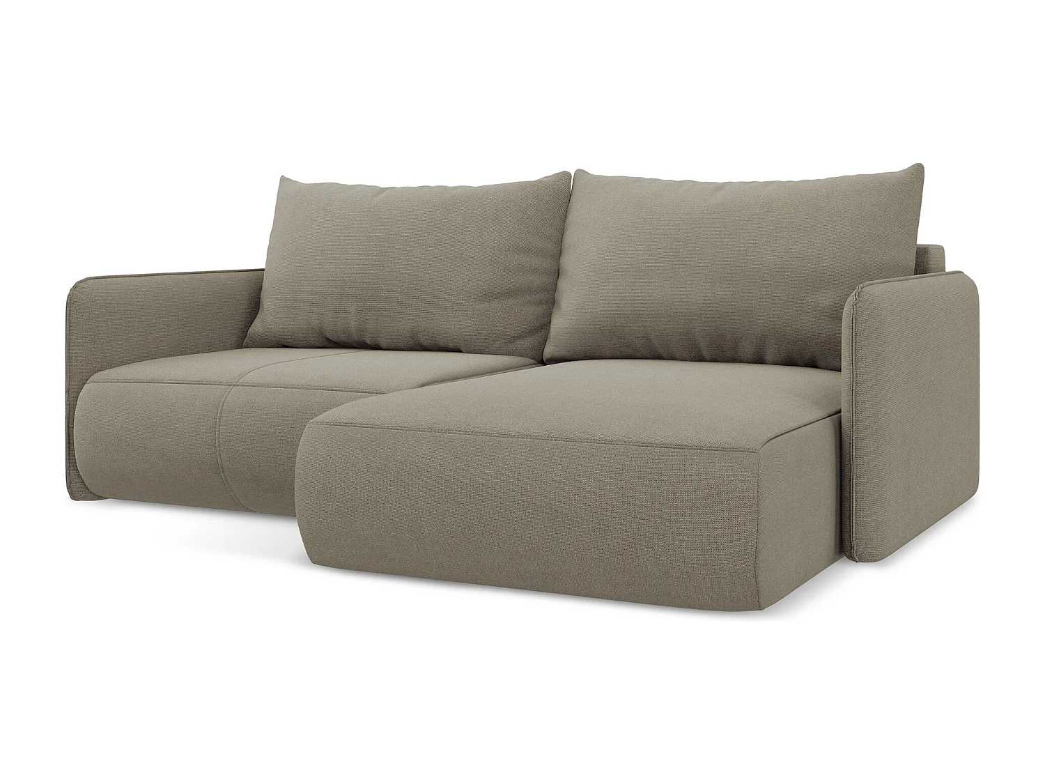 2,5-Sitzer Ecksofa mit Schlaffunktion - Ecke Rechts - Strukturstoff - Dunkelbeige - NANEA