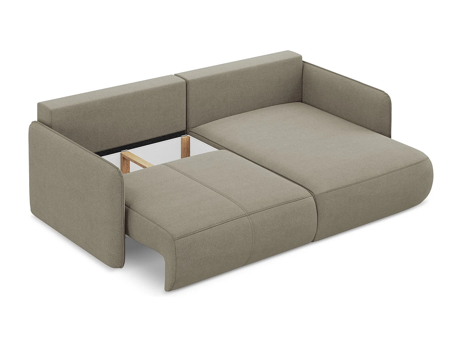 2,5-Sitzer Ecksofa mit Schlaffunktion - Ecke Rechts - Strukturstoff - Dunkelbeige - NANEA