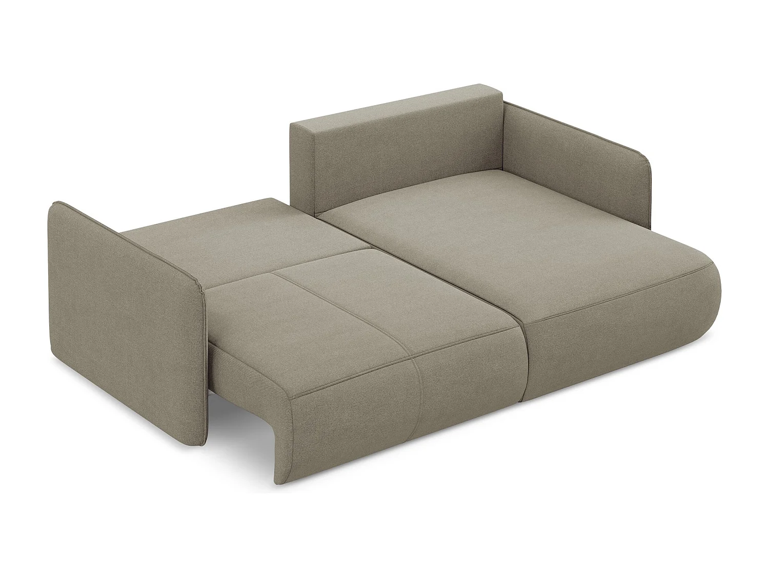2,5-Sitzer Ecksofa mit Schlaffunktion - Ecke Rechts - Strukturstoff - Dunkelbeige - NANEA