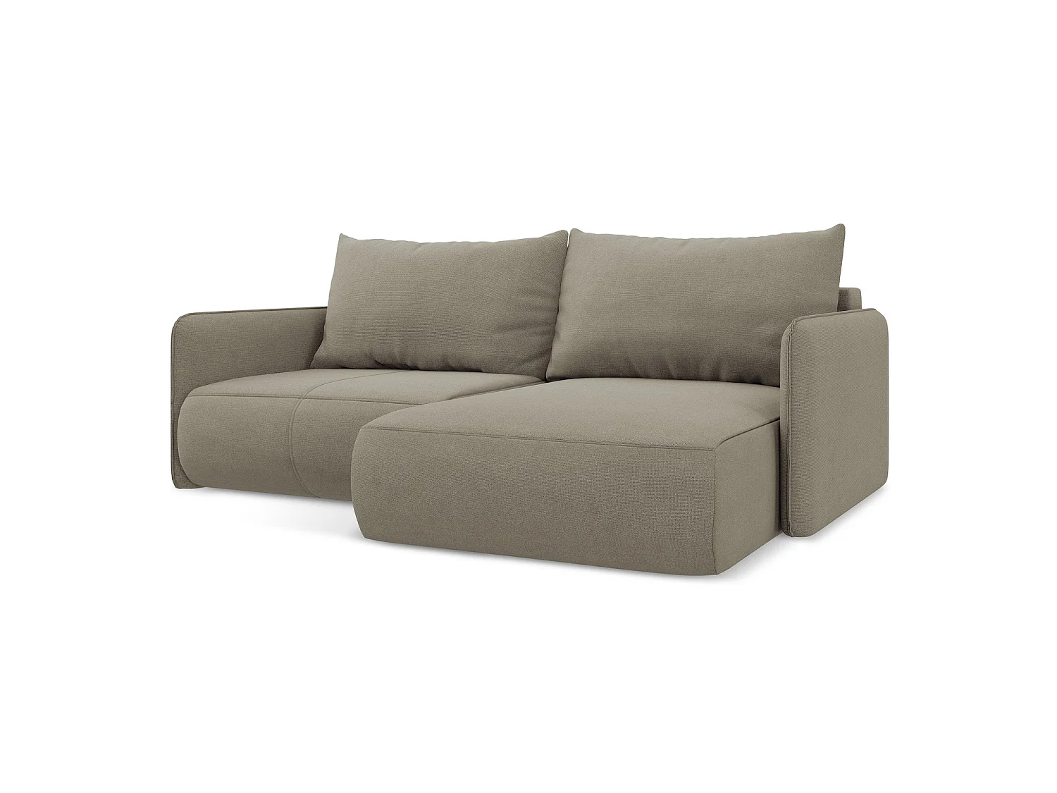2,5-Sitzer Ecksofa mit Schlaffunktion - Ecke Rechts - Strukturstoff - Dunkelbeige - PALERMO