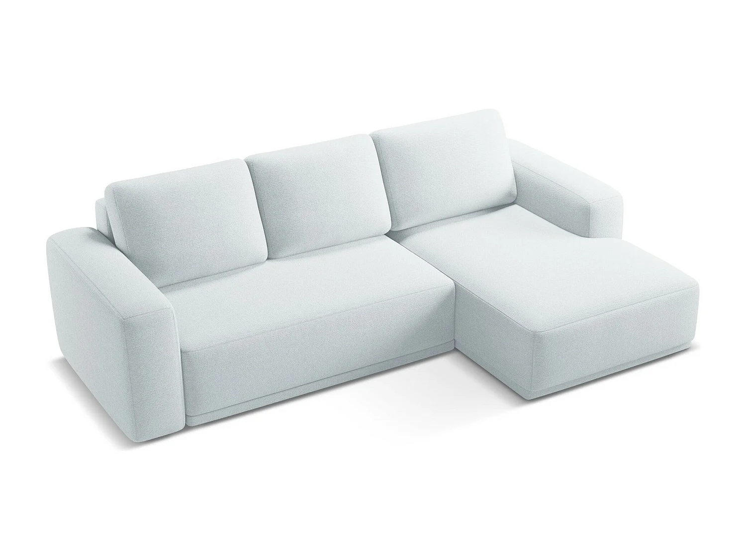 Canapé d'angle droit convertible en tissu chenille - bleu clair - KAILA