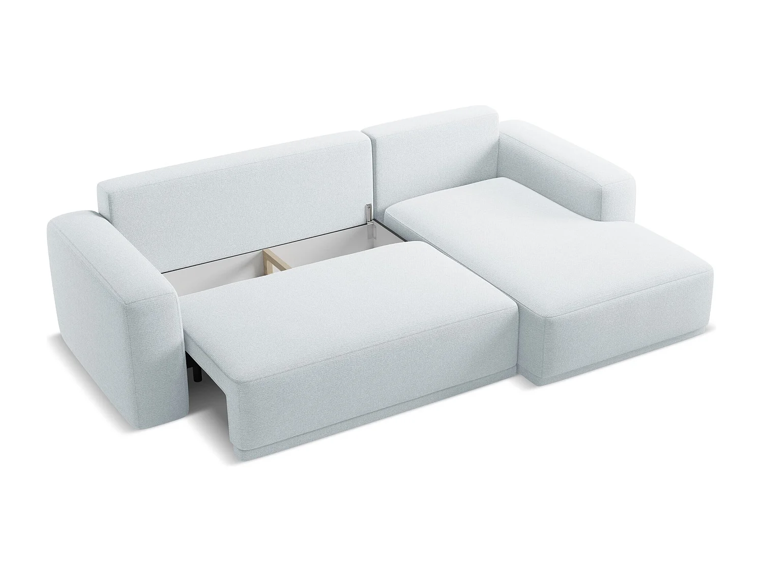 Canapé d'angle droit convertible en tissu chenille - bleu clair - KAILA