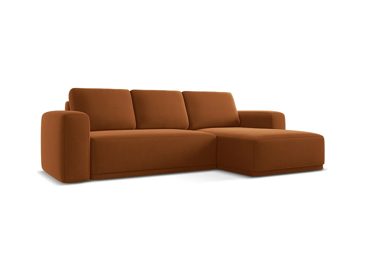 Ecksofa mit Schlaffunktion - Ecke Rechts - Samt - Terrakotta - KAILA