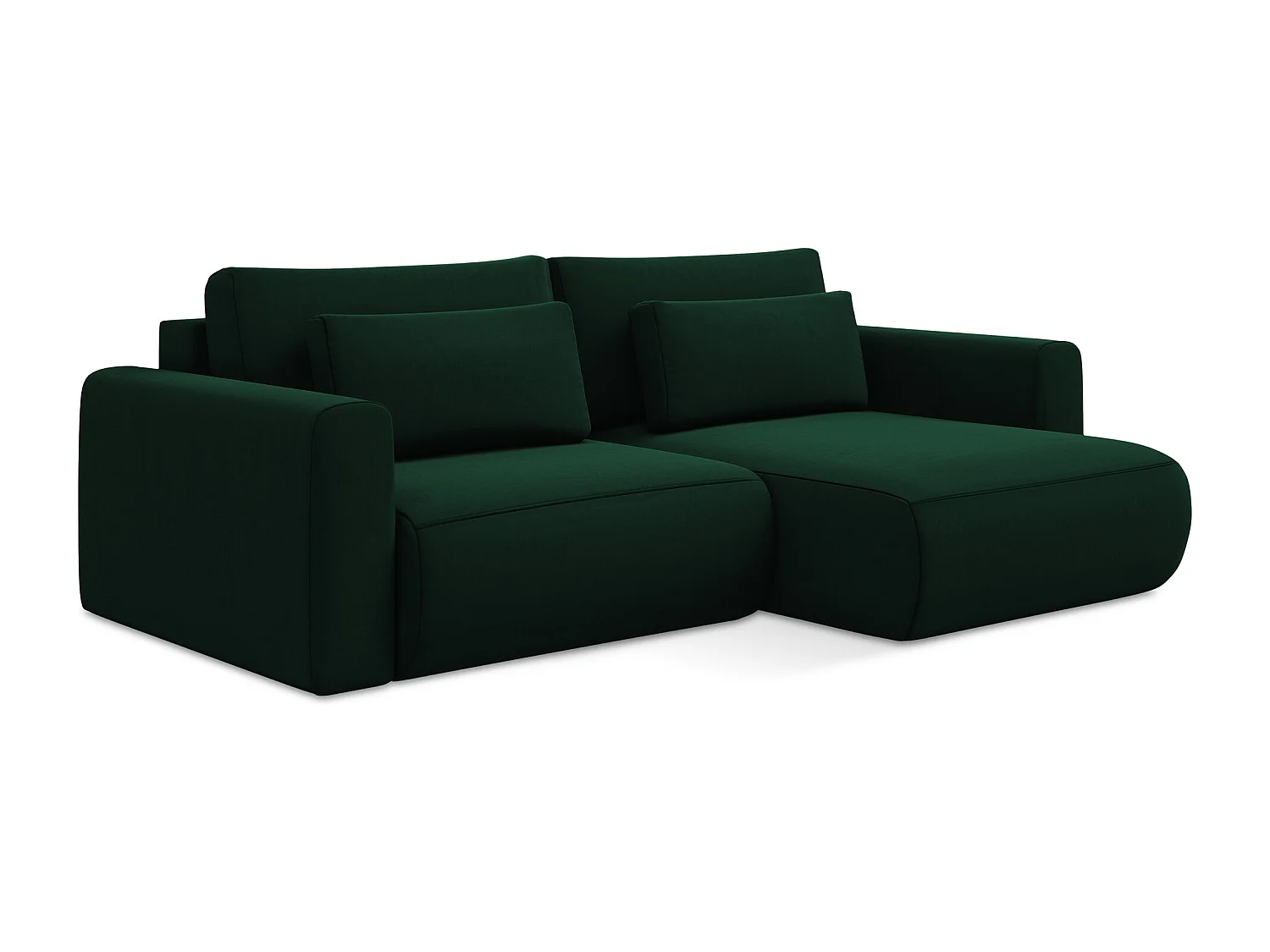 2-Sitzer Ecksofa mit Schlaffunktion - Ecke Rechts - Samt - Flaschengrün - KAPUA