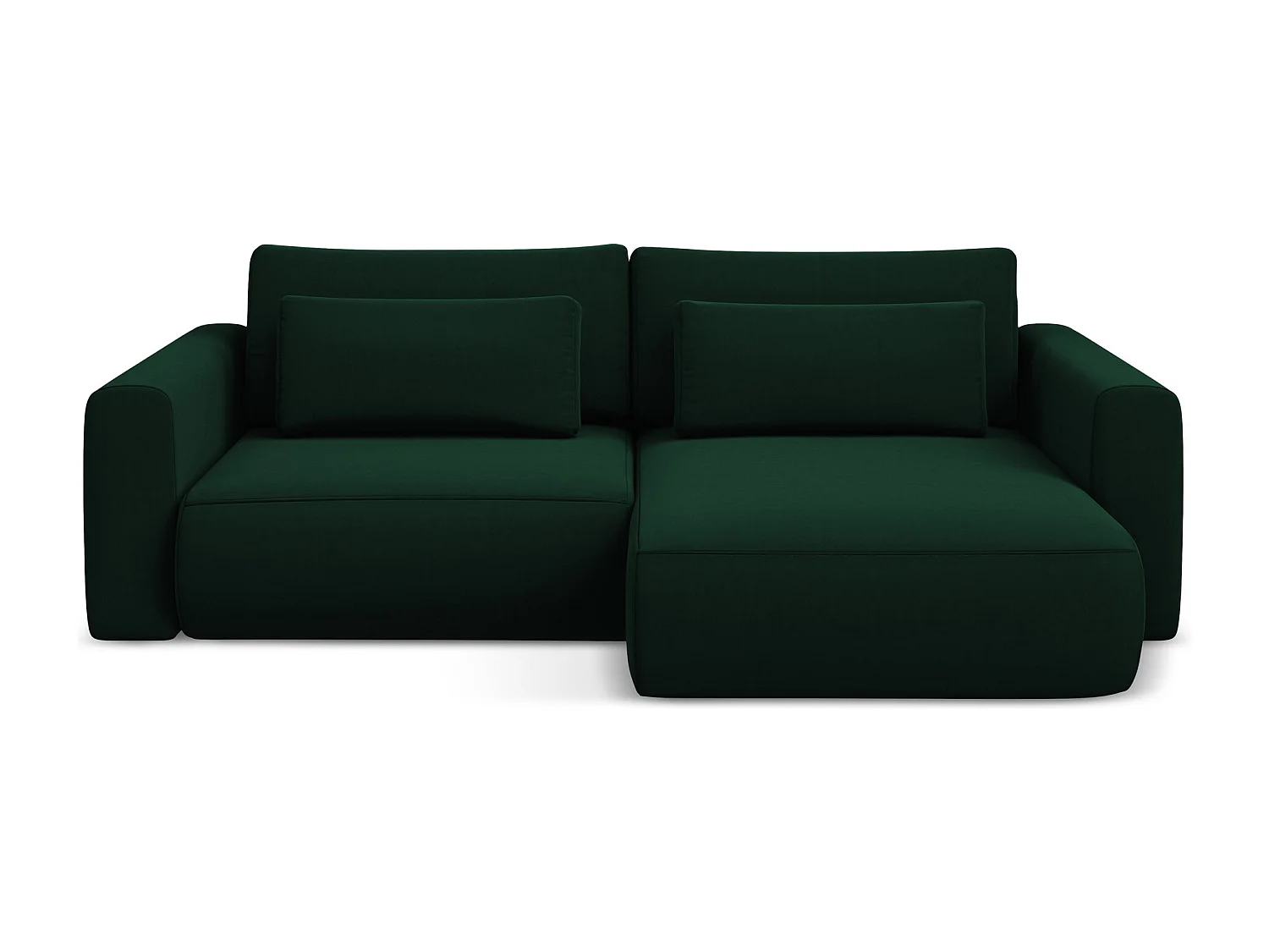 2-Sitzer Ecksofa mit Schlaffunktion - Ecke Rechts - Samt - Flaschengrün - KAPUA