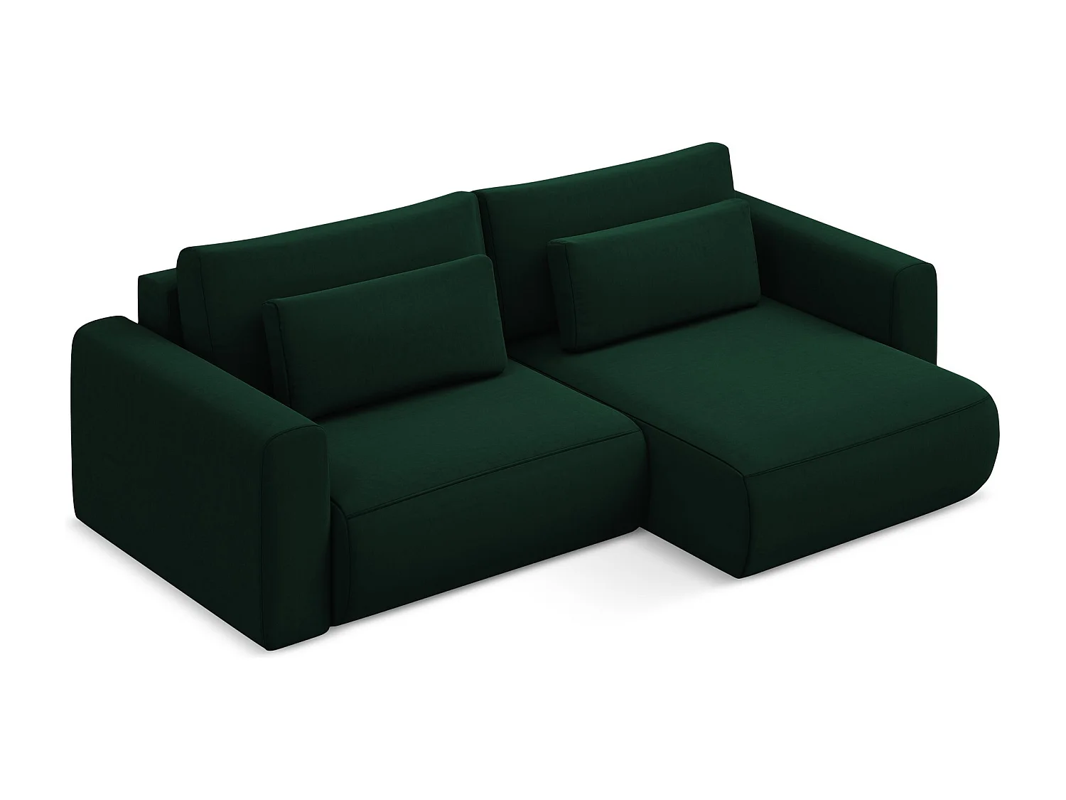 2-Sitzer Ecksofa mit Schlaffunktion - Ecke Rechts - Samt - Flaschengrün - KAPUA