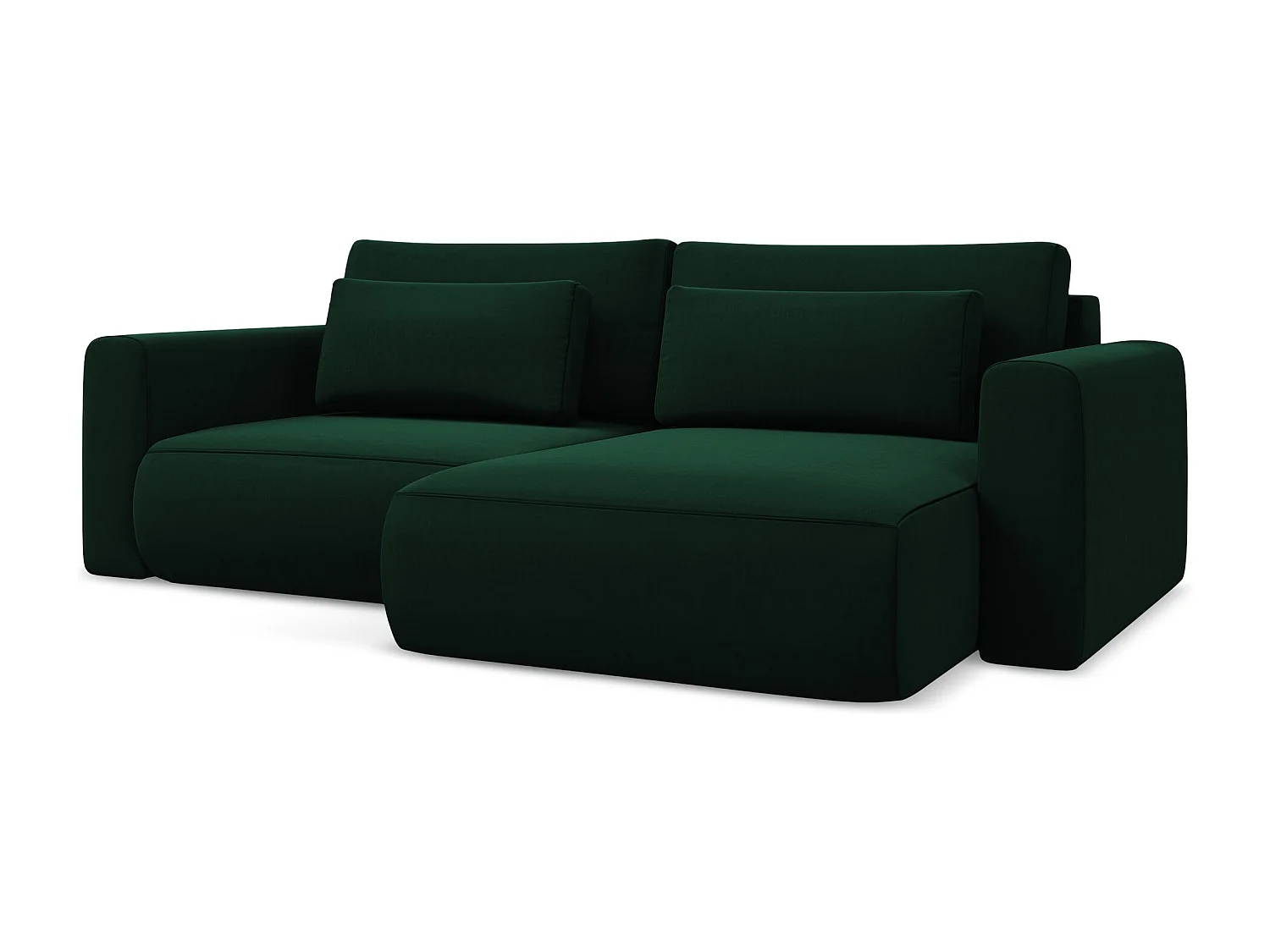 2-Sitzer Ecksofa mit Schlaffunktion - Ecke Rechts - Samt - Flaschengrün - KAPUA