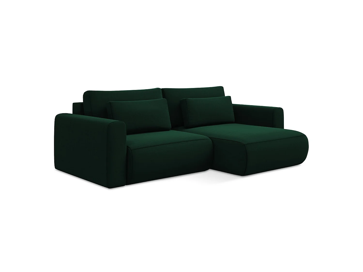 2-Sitzer Ecksofa mit Schlaffunktion - Ecke Rechts - Samt - Flaschengrün - PERUGIA