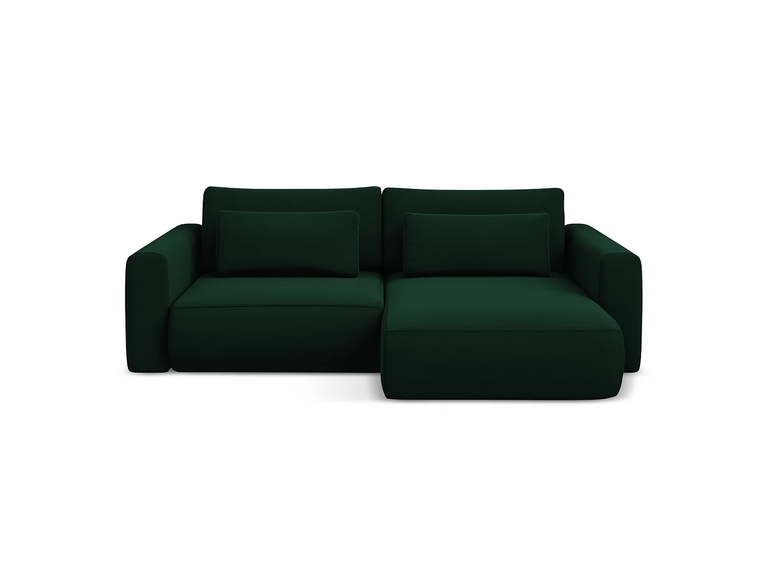 2-Sitzer Ecksofa mit Schlaffunktion - Ecke Rechts - Samt - Flaschengrün - PERUGIA