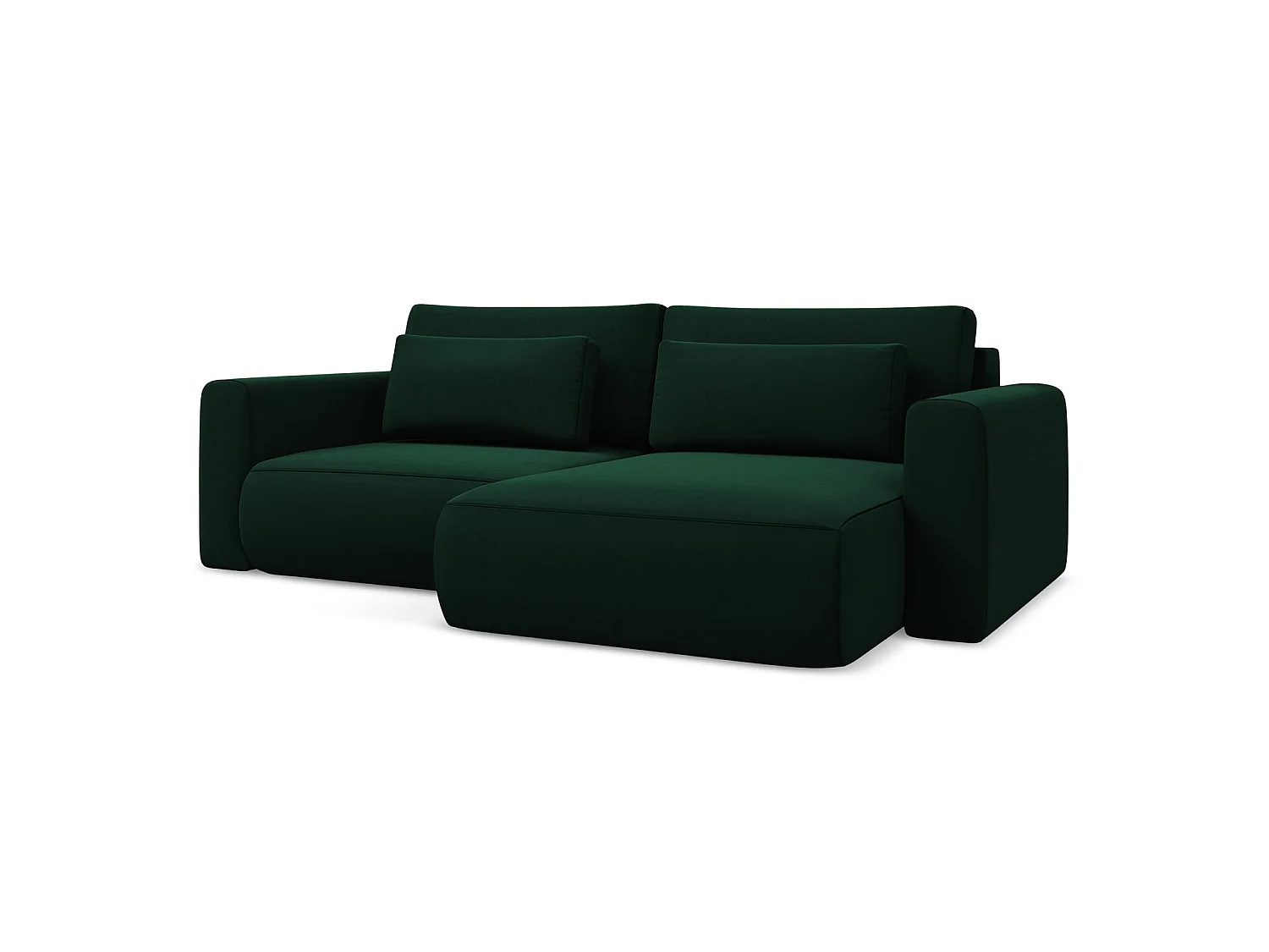2-Sitzer Ecksofa mit Schlaffunktion - Ecke Rechts - Samt - Flaschengrün - PERUGIA