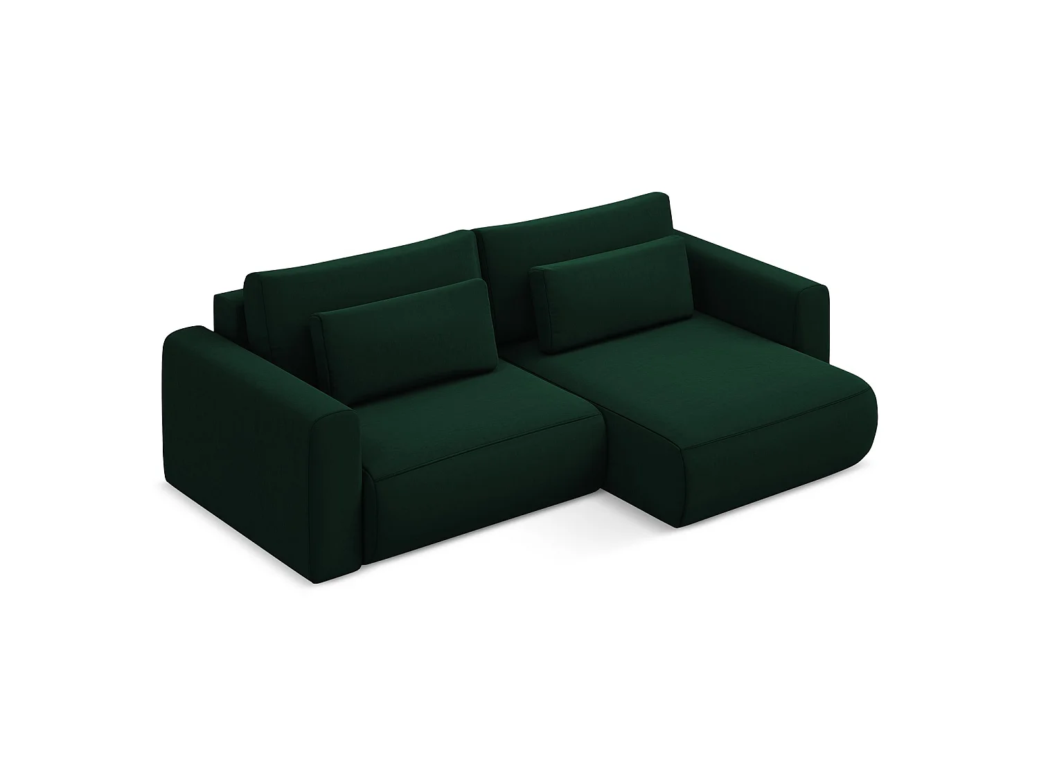 2-Sitzer Ecksofa mit Schlaffunktion - Ecke Rechts - Samt - Flaschengrün - PERUGIA