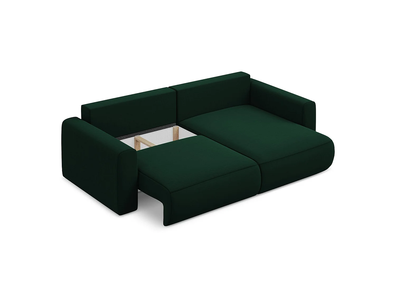 2-Sitzer Ecksofa mit Schlaffunktion - Ecke Rechts - Samt - Flaschengrün - PERUGIA