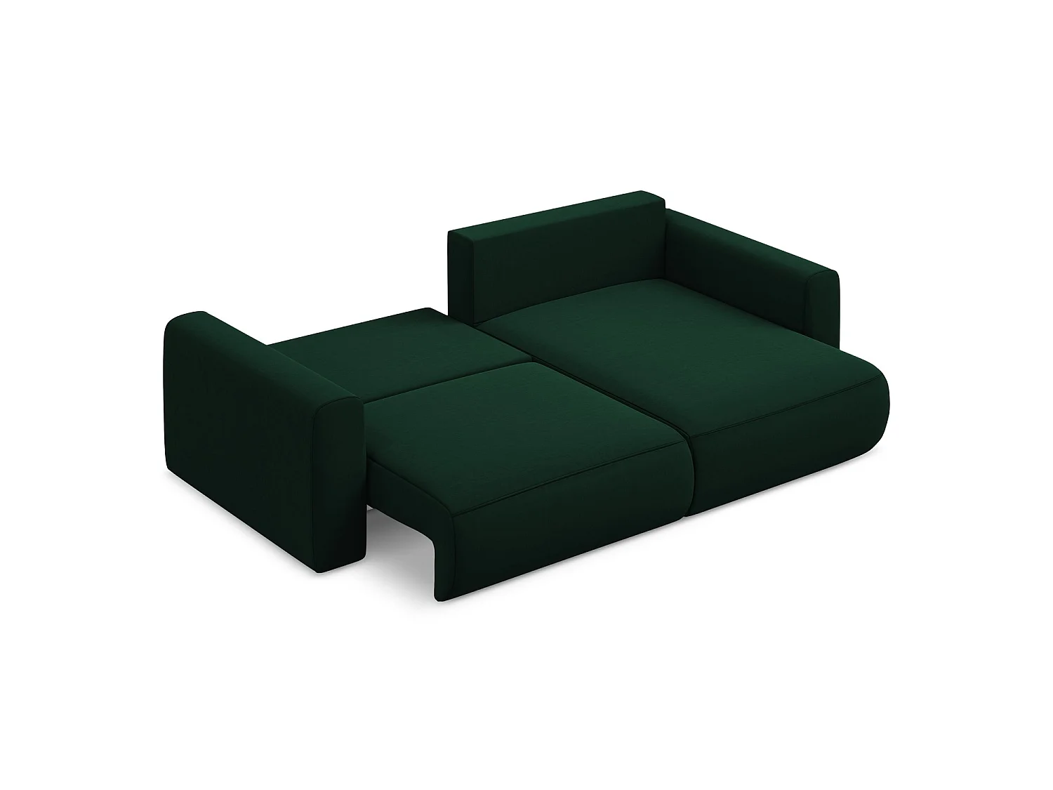 2-Sitzer Ecksofa mit Schlaffunktion - Ecke Rechts - Samt - Flaschengrün - PERUGIA