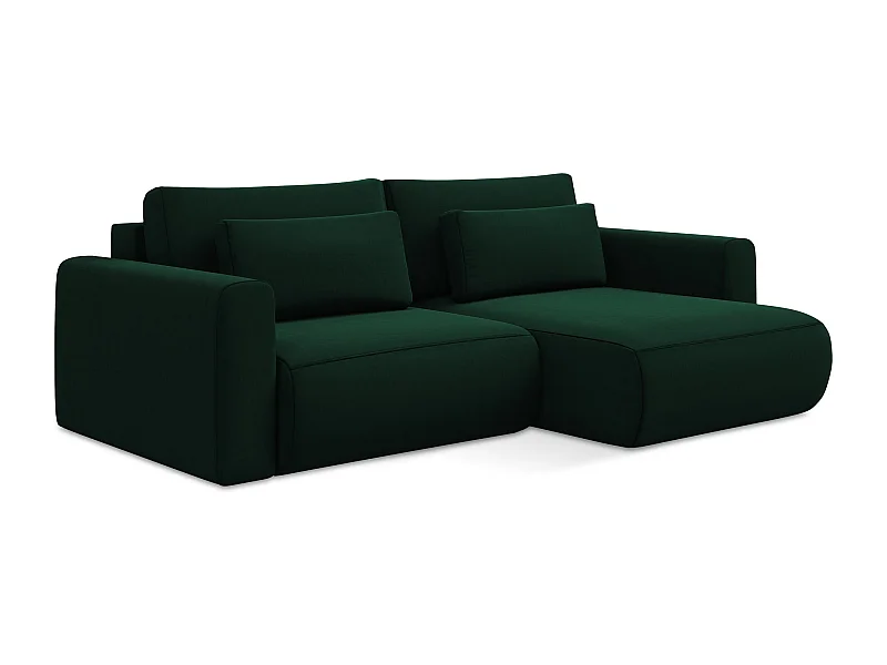 2-Sitzer Ecksofa mit Schlaffunktion - Ecke Rechts - Samt - Flaschengrün - KAPUA